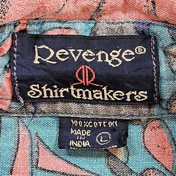 Revenge Shirtmakers Shirt Mens L 100% Cotton Allover Floral Tropical Print VTG - Picture 5 of 11